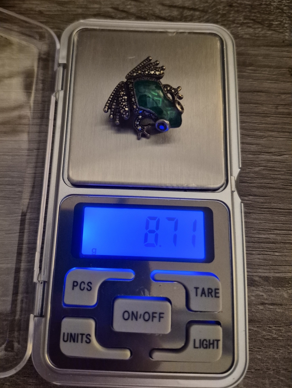Vintage Sterling Silver 925 Guilloche Enamel Garnet Marcasite Frog Brooch Pin - Picture 10 of 10